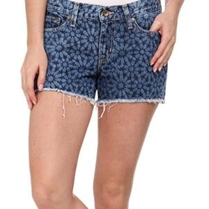 Indigo Mosaic Floral Print Alex Denim Shorts